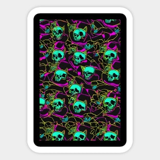 Neon cat skull Sticker